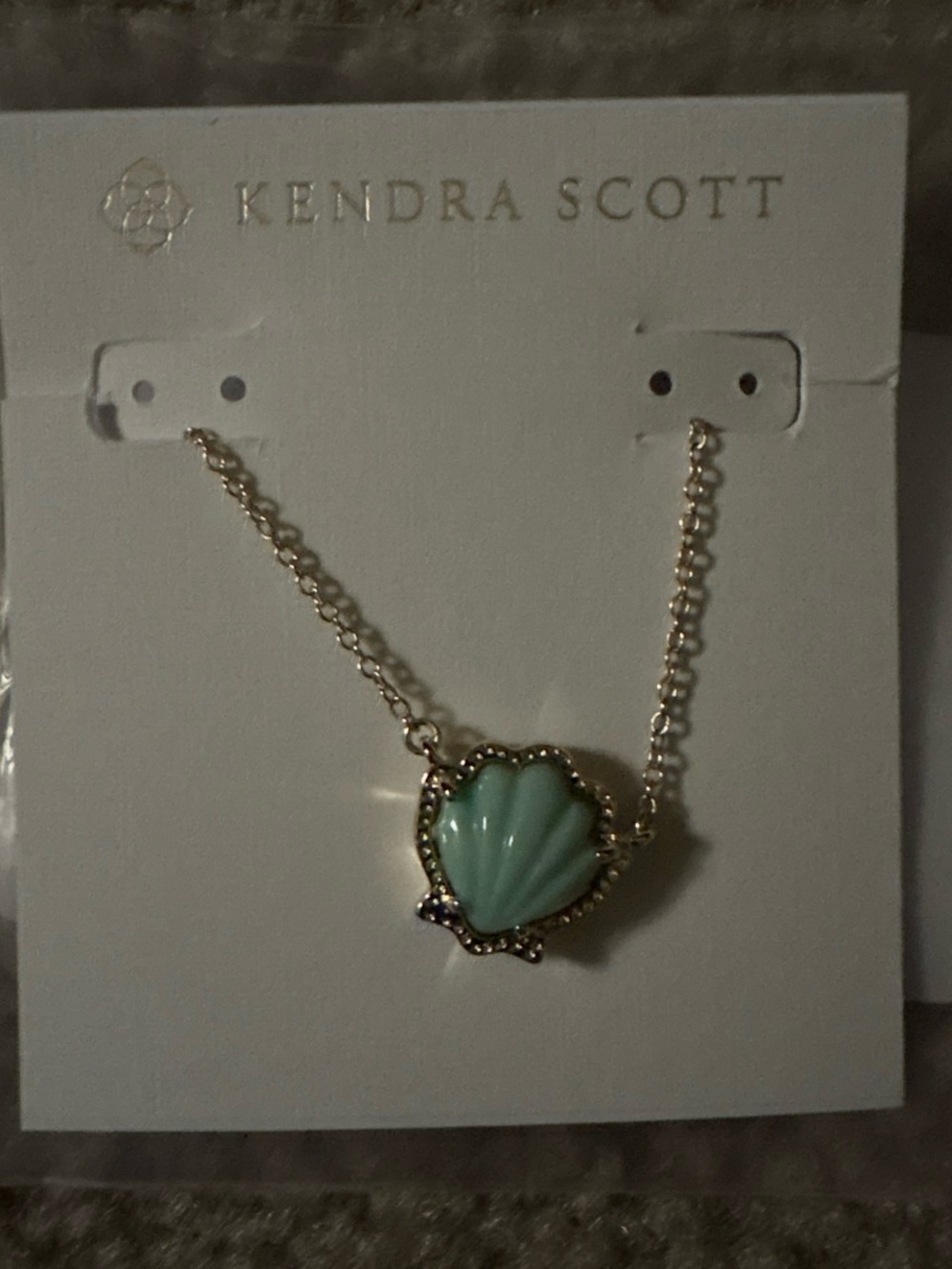 Kendra Scott Mint Teal Shell Pendant Necklace - Gold